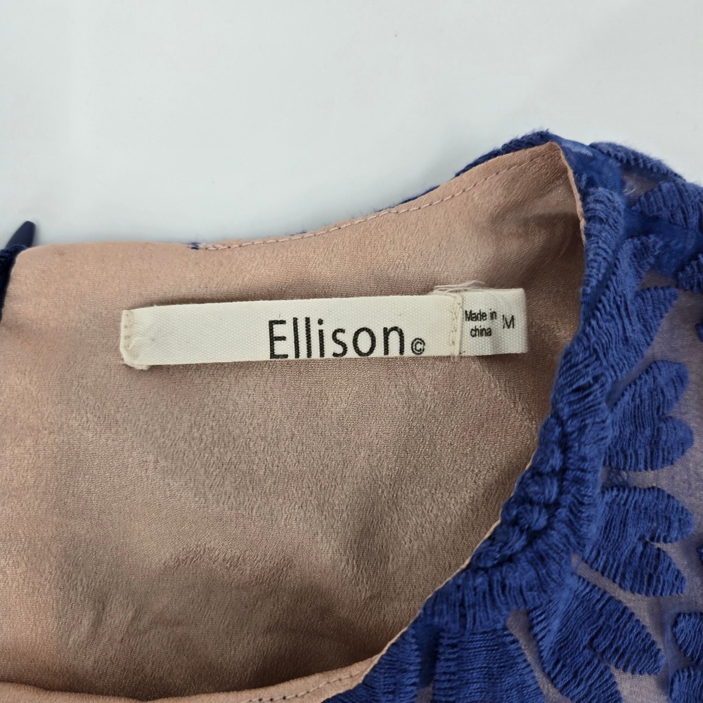 Ellison Dress M Blue Floral Lace Fit & Flare Anthropologie Style Kentucky Durby - Picture 5 of 10